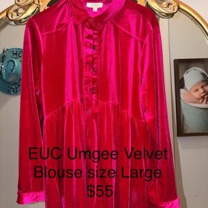 Umgee Fuchsia Velvet Button-Up Blouse